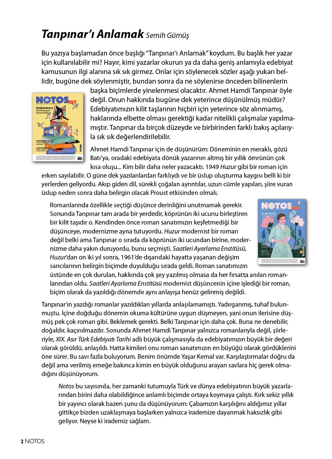 Notos 108- Ahmet Hamdi Tanpınar - Görsel 3